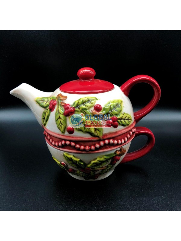 TEIERA C/TAZZA DEC.AGRIFOGLIO