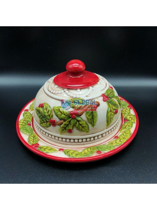 PIATTO C/CAMPANA DEC.AGRIFOGLI