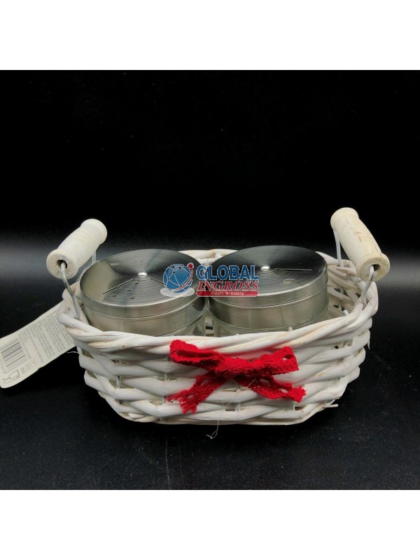 VASSOIO VIMINI BIANCO C/PORTA SPEZIE