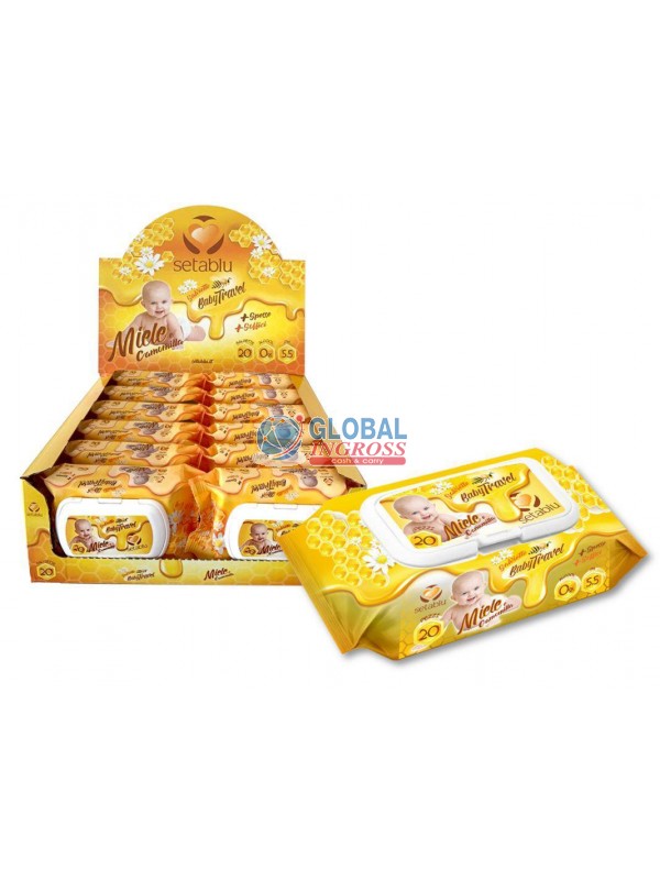 SALVIETTINE BABY TRAVELMIELE E CAMOMILLA 20pz