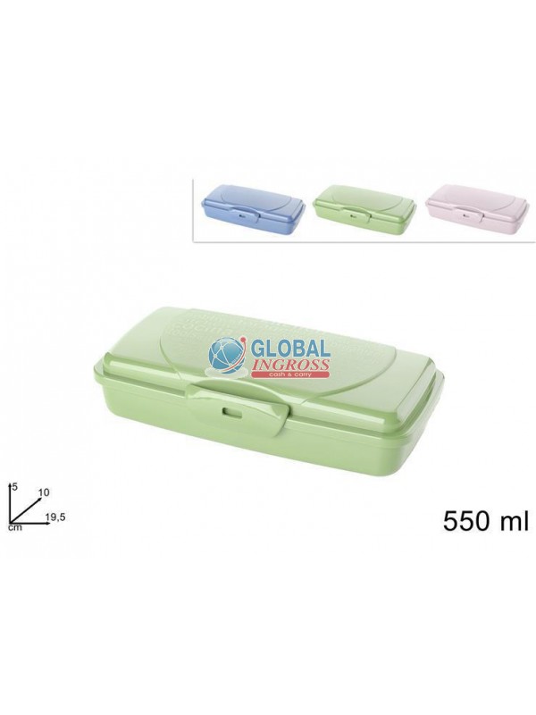 CONTENITORE PLASTICA RETT.550ml COL.ASS.