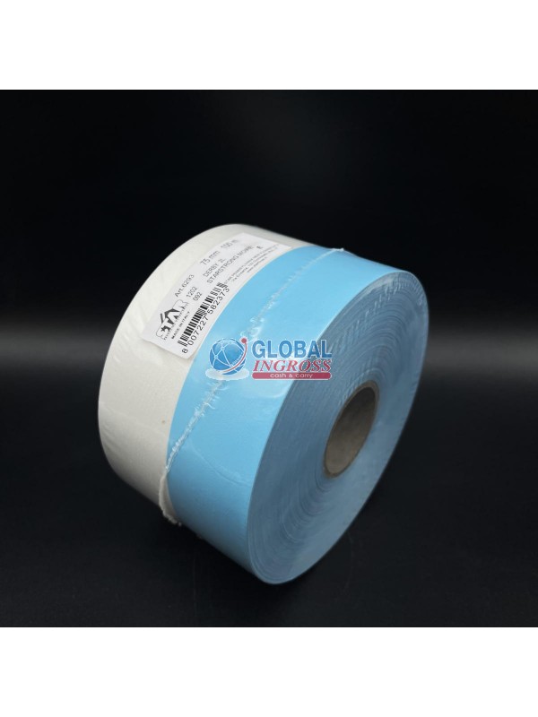 NASTRO 75mm BIANCO/AZZURRO 100mt