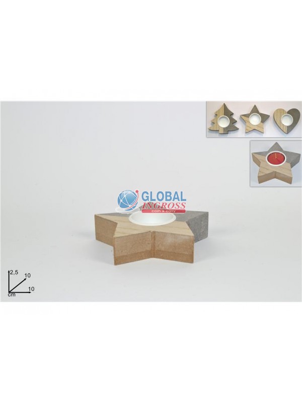 PORTACANDELA GRIGIO LEGNO