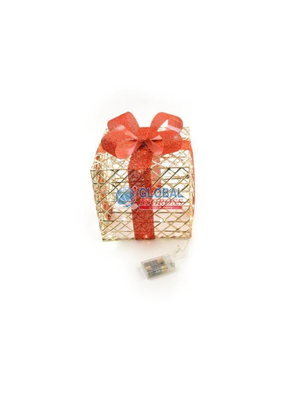 REGALO ORO FIOCCO ROSSOC/30 LED 20x20x23cm