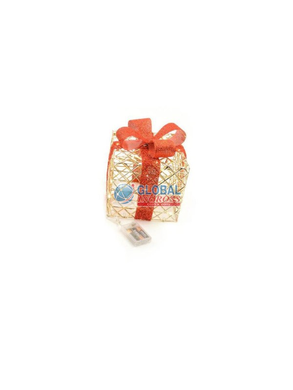 REGALO ORO FIOCCO ROSSOC/20 LED 15x15x17cm