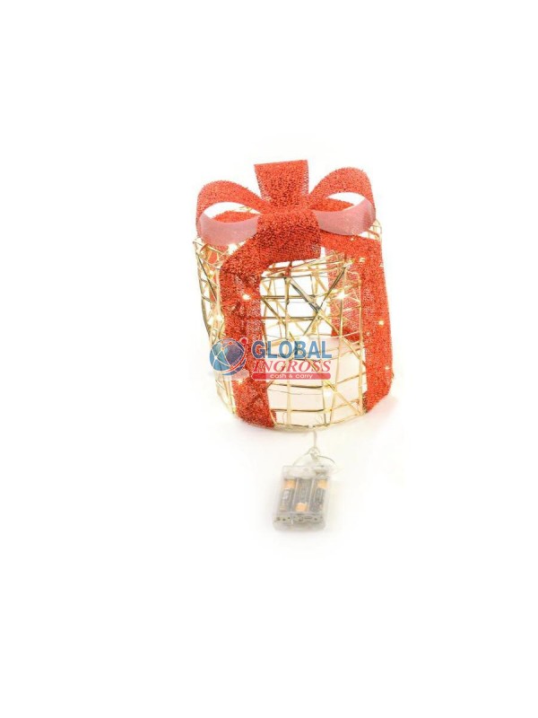 REGALO TONDO ORO FIOCCOROSSO C/50 LED D.25 H.30