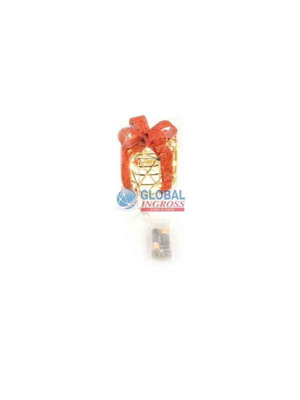 REGALO TONDO ORO FIOCCOROSSO C/30 LED D.15 H.17