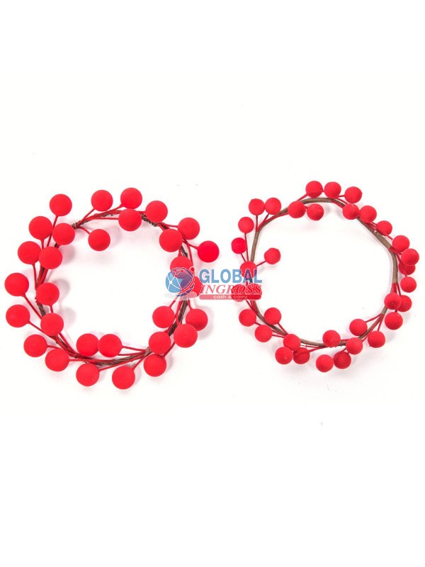 GIROCANDELA BACCHE FLOCCATE ROSSE D.10cm