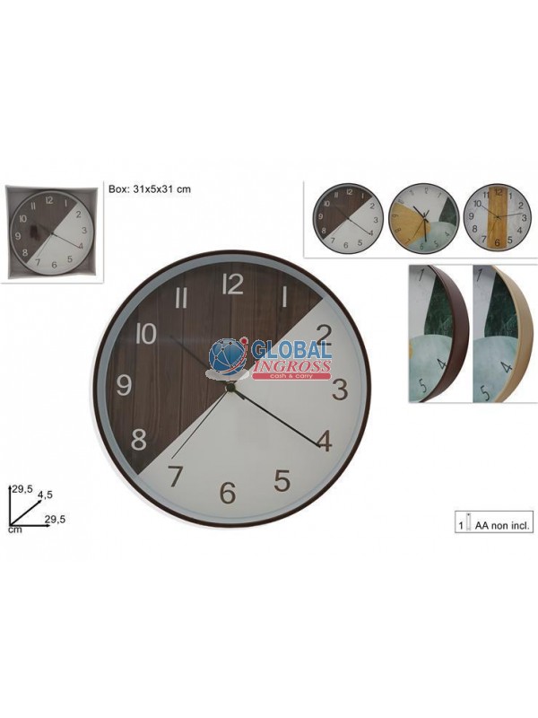 OROLOGIO MURO TONDO EFFETTO LEGNO ASS.