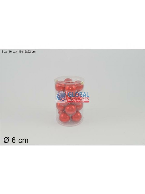 PALLE VETRO PERLATE ROSSO 6cm 16pz