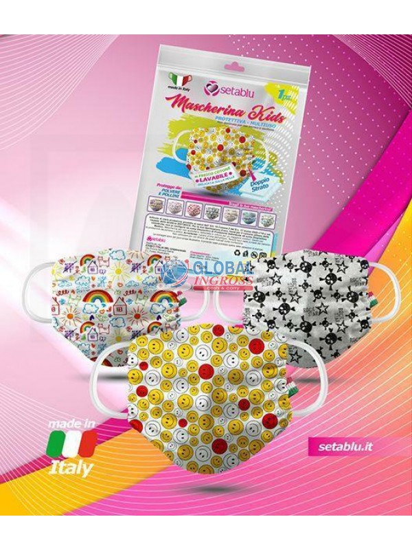 MASCHERINA KIDS C/STAMPA IN COTONE