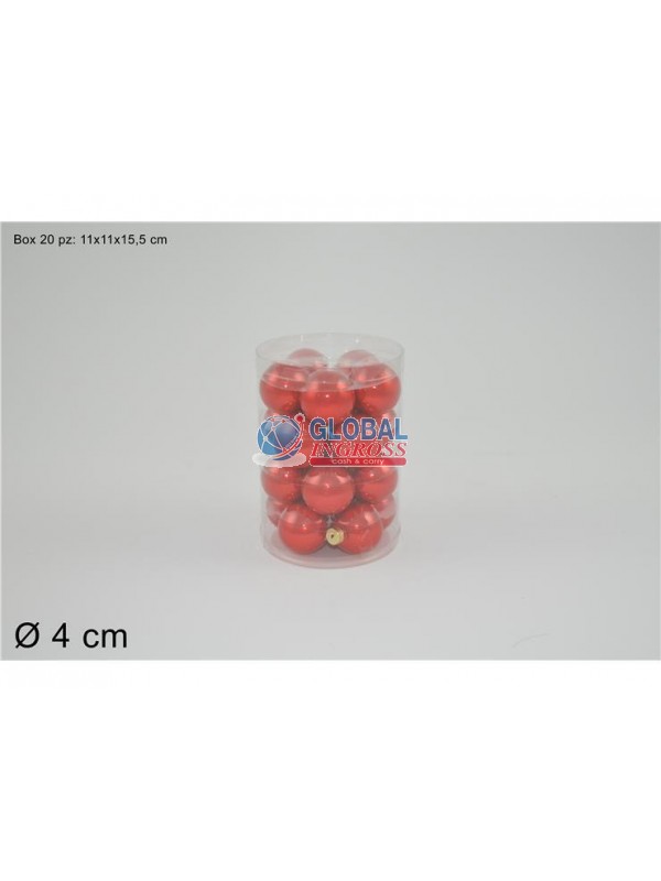 PALLE VETRO PERLATE ROSSO 4cm 20pz