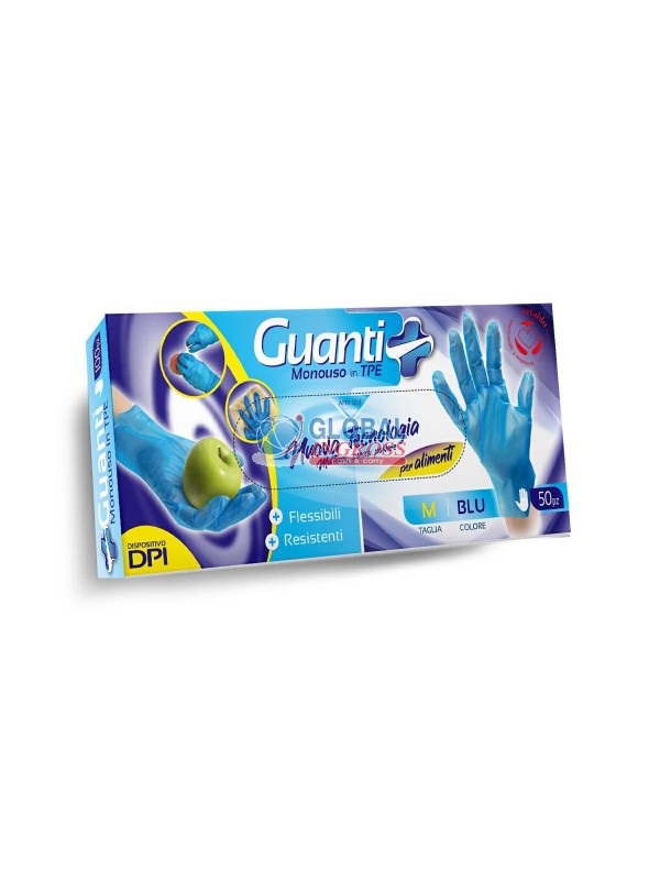 GUANTI MONOUSO TPE BLU TG.M 50pz