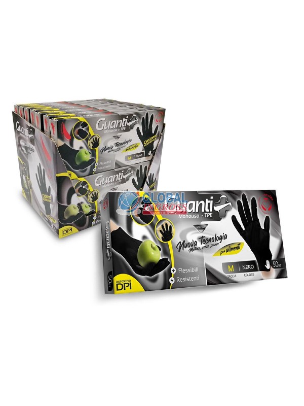 GUANTI MONOUSO TPE NERITG.M 50pz