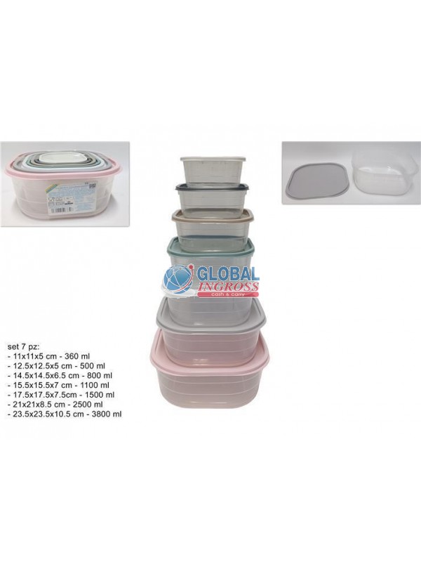 CONTENITORI CUCINA QUADRATI 7pz COL.SOFT