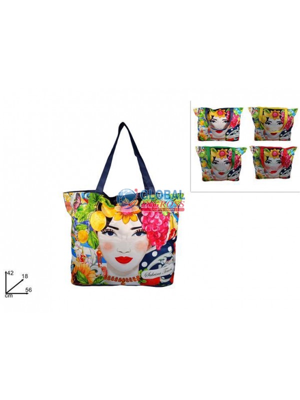 BORSA MARE C/VISO DECORAZIONE FLOREALE