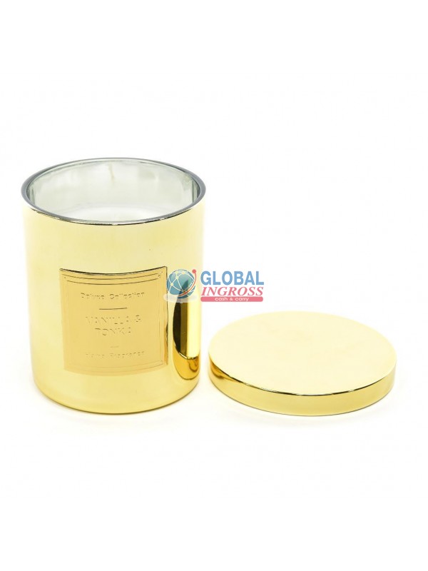 CANDELA LINGOTTO DORATOD.8 H.9cm IN VETRO C/COPERCHIO
