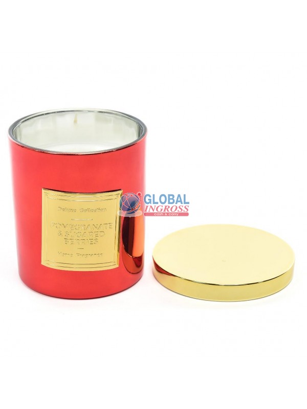 CANDELA LINGOTTO ROSSO D.8 H.9cm IN VETRO C/COPERCHIO