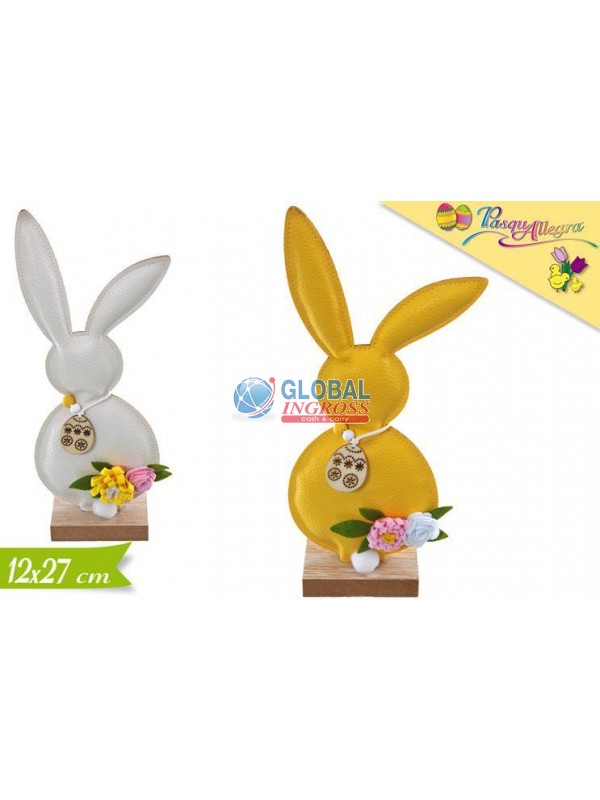 DECORAZIONE CONIGLIO BIANCO/GIALLO ASS.