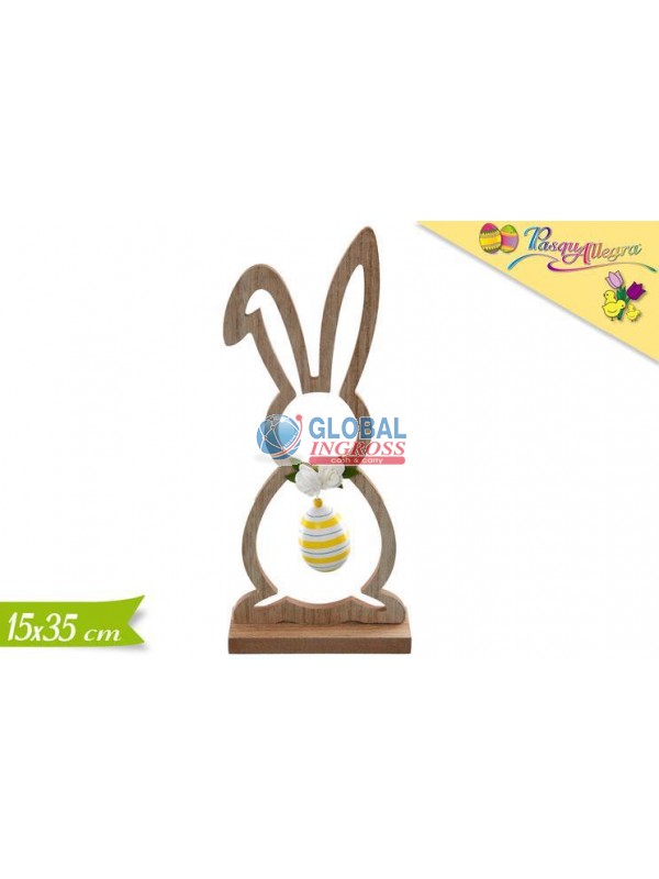 DECORAZIONE CONIGLIO LEGNO 35cm