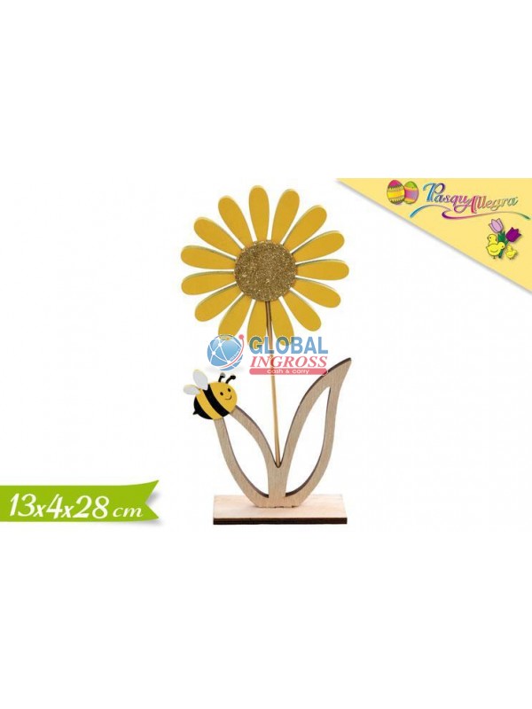 DECORAZIONE FIORE LEGNO28cm