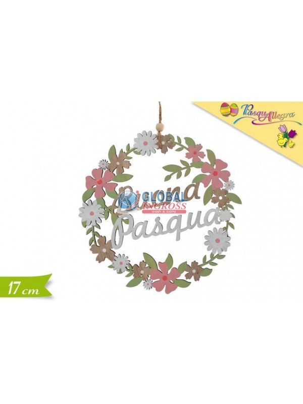 GHIRLANDA BUONA PASQUA LEGNO 17cm