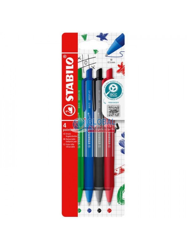 STABILO POINTBALL 4PZ COLORFUL ASS.