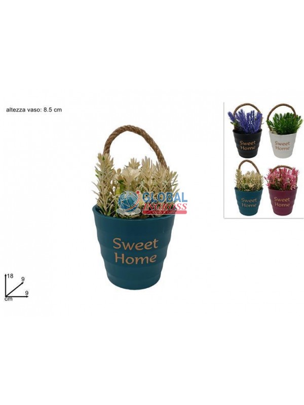 VASO C/MANICO CORDA C/FIORI