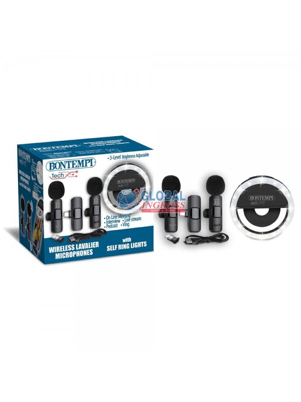 BONTEMPI TECH 2 MICROFONI WIRELESS + SELFIE RING LIGHT