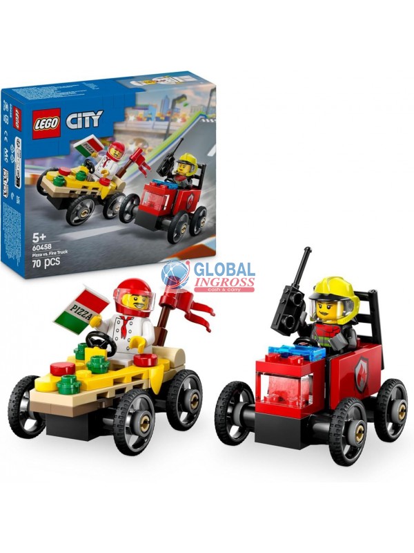 LEGO CITY VEICOLI DA CORSA PIZZAIOLO vs POMPIERE