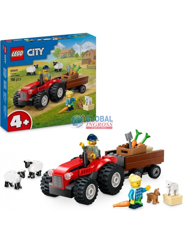 LEGO CITY TRATTORE AGRICOLO ROSSO C/RIMORCHIO