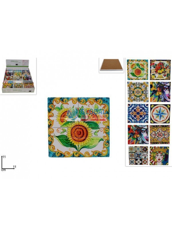 SOTTOBICCHIERE QUADRATO11cm BASE SUGHERO