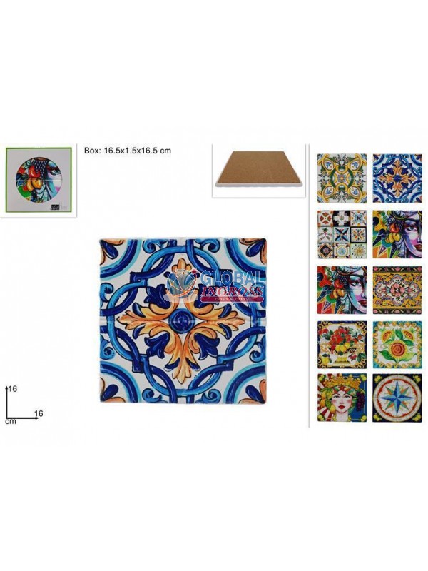 SOTTOPENTOLA QUADRATO 16cm BASE SUGHERO