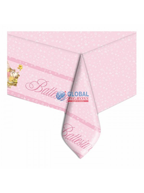 TOVAGLIA PVC BATTESIMO ROSA.BEARS 1,4x2,7mt