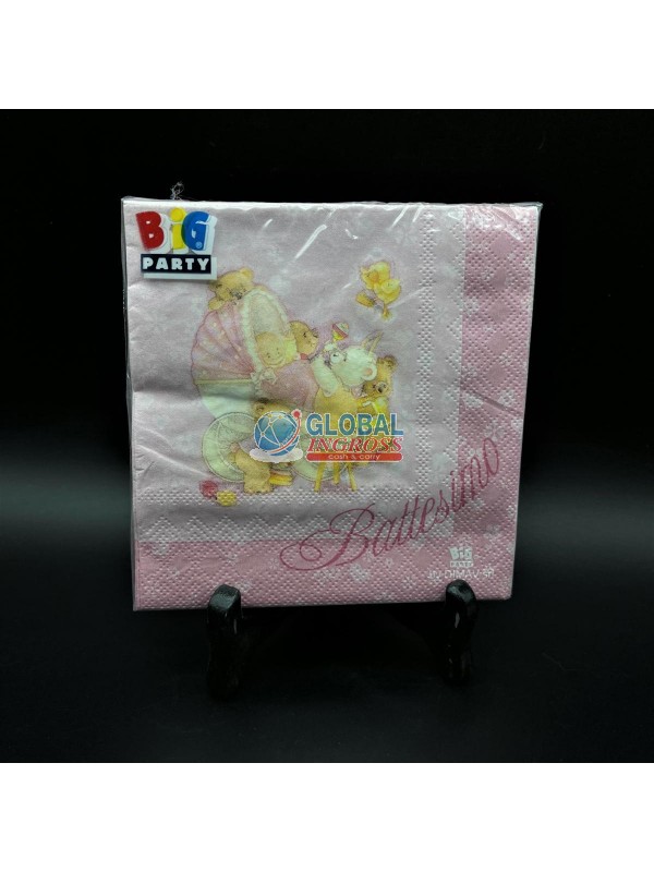 MINI TOVAGLIOLI BATTESIMO ROSA BEAR 20pz