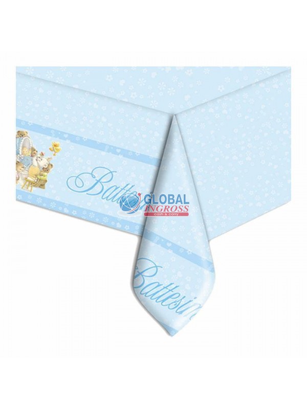 TOVAGLIA PVC BATTESIMO CELESTE.BEARS 1,4x2,7mt