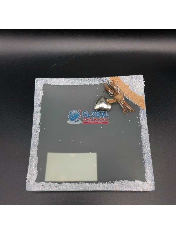 PIATTO VETRO 15x15 BORDO NEVE