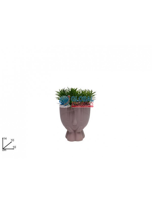 VASO C/VISO E MANI C/PIANTA GRASSA