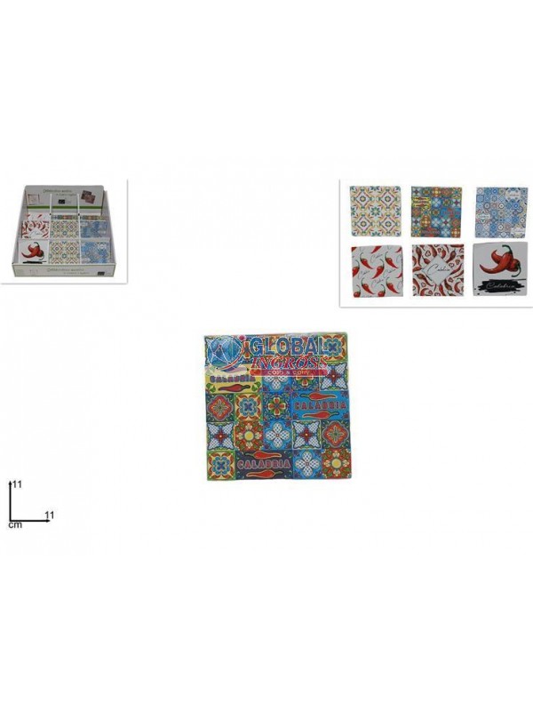 SOTTOBICCHIERE QUADRATO11cm CALABRIA BASE SUGHERO