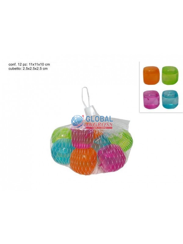 CUBETTI GHIACCIO PLASTICA COLORATI 12pz