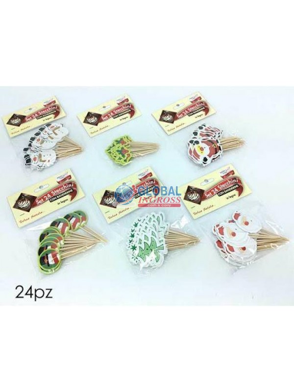 SET 24 STECCHINI C/BANDIERINE