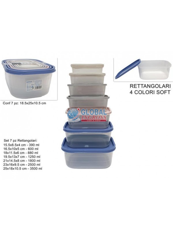 CONTENITORI CUCINA RETTANGOLARI 7pz COL.SOFT