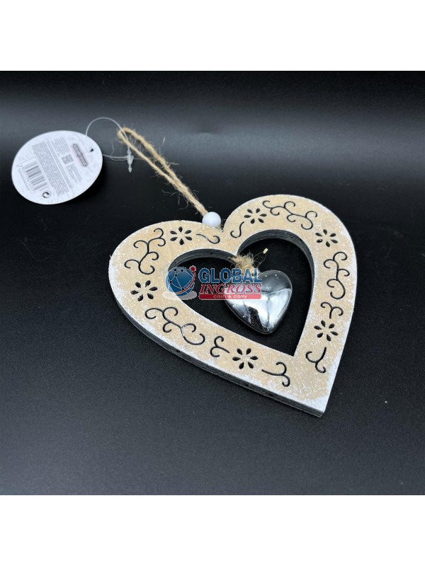 CUORE LEGNO C/PENDENTE E CUORE