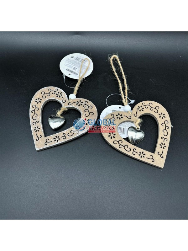 CUORE LEGNO C/PENDENTE E CUORE