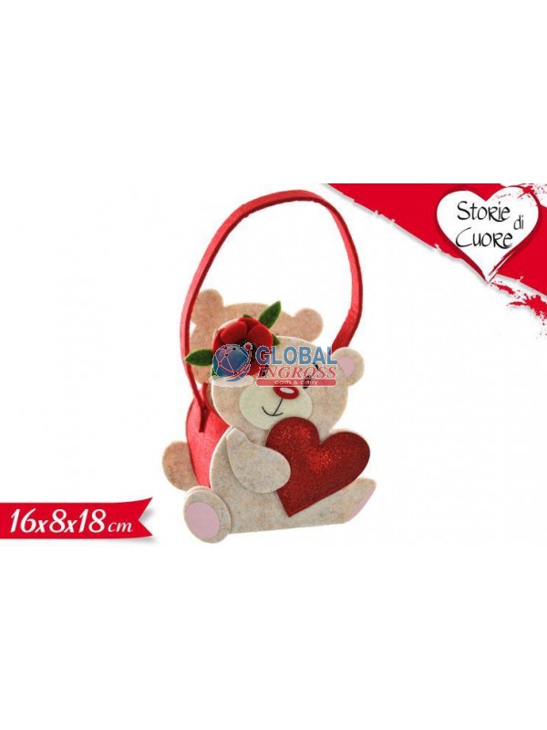 BORSETTA LOVE FELTRO 16x18 ORSETTO