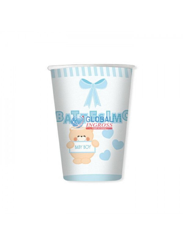 BICCHIERI BATTESIMO TEDDY CELESTE 8pz.