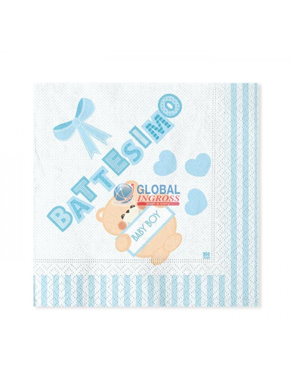 TOVAGLIOLI BATTESIMO TEDDY CELESTE 20pz
