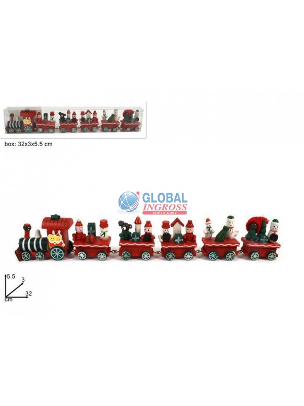 TRENINO LEGNO NATALIZIO32cm 6pz