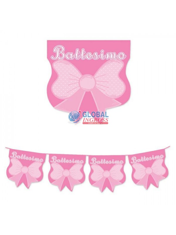 FESTONE BATTESIMO BABY ROSA SAGOMATO 6mt