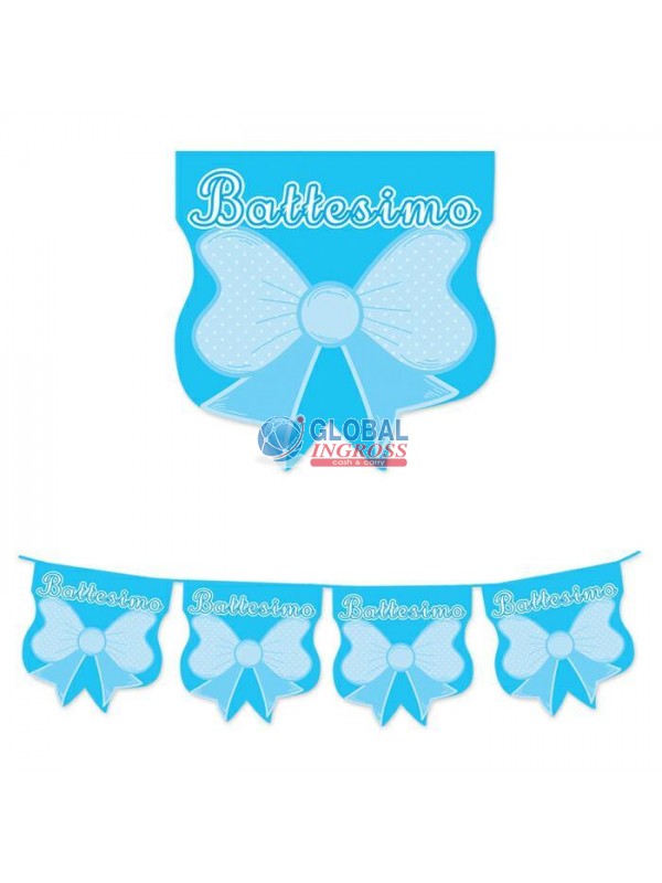 FESTONE BATTESIMO BABY CELESTE SAGOMATO 6mt